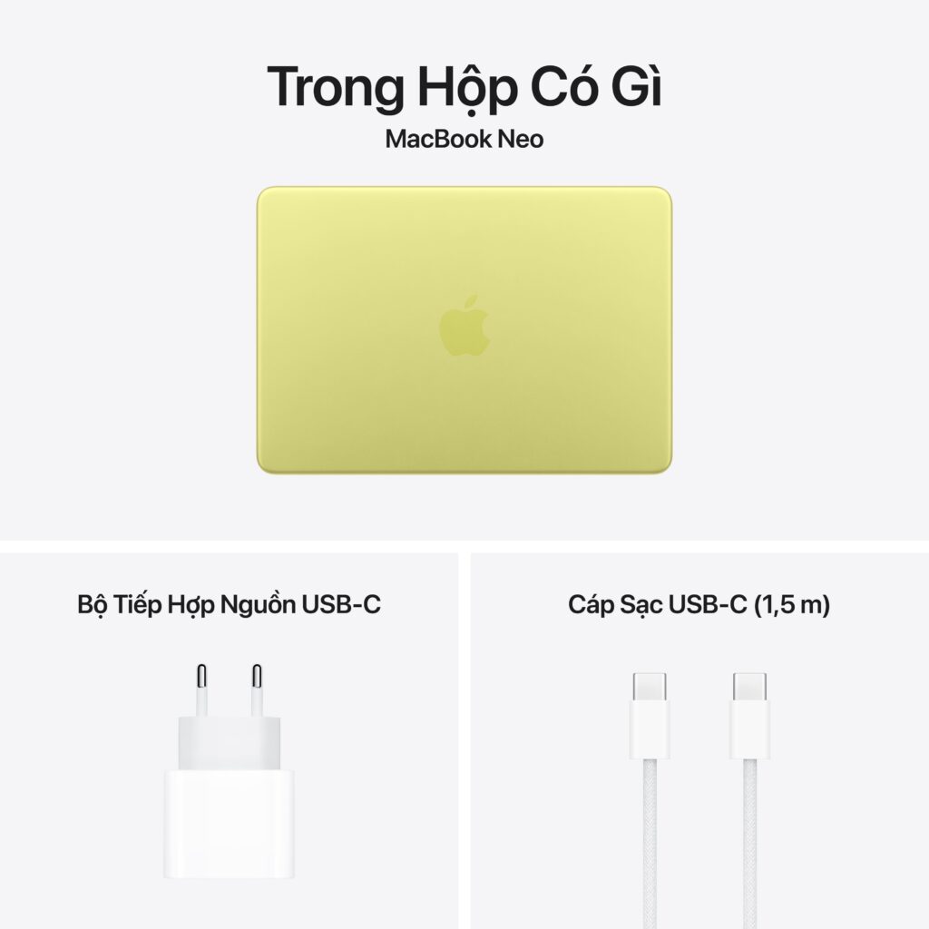 Macbook Neo 13 inch Chip A18 Pro 6CPU/5GPU/8GB/512GB - Citrus (MHFE4SA/A)