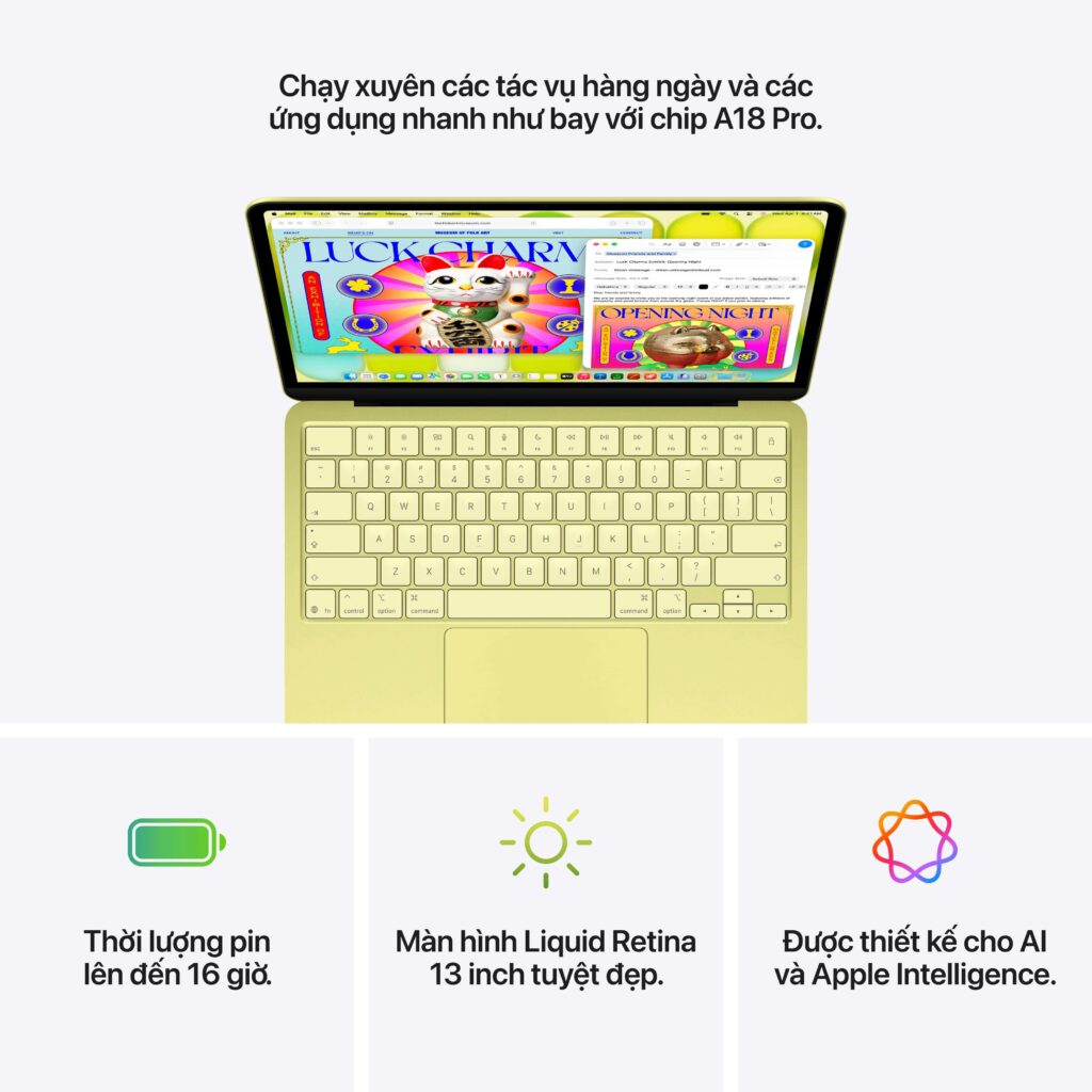 Macbook Neo 13 inch Chip A18 Pro 6CPU/5GPU/8GB/512GB - Citrus (MHFE4SA/A)