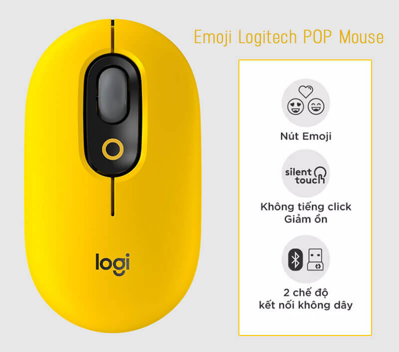 Chuột không dây Logitech Pop Emoji Bluetooth Yellow (3)