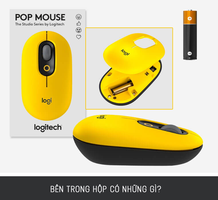 Chuột không dây Logitech Pop Emoji Bluetooth Yellow (6)